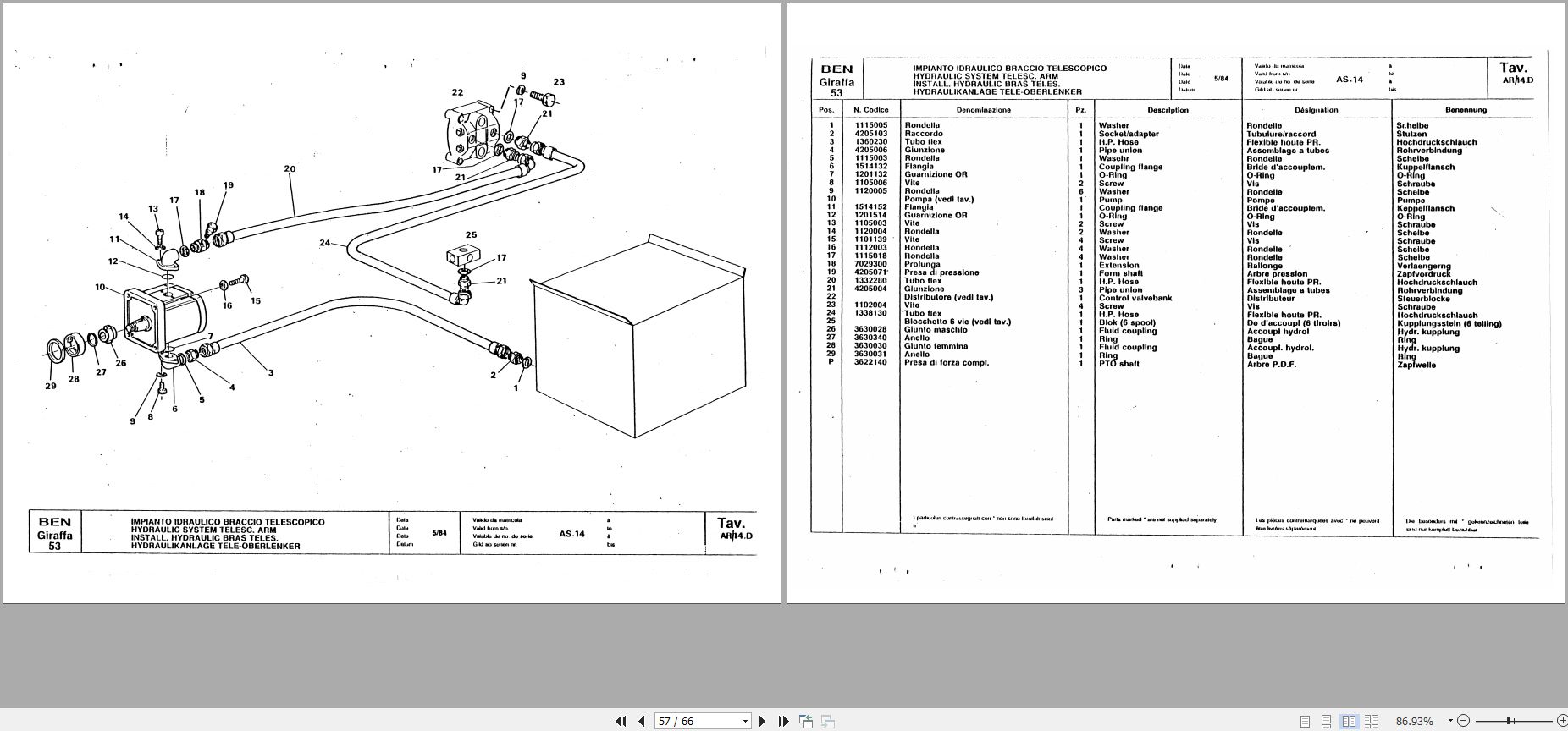 Fiat Allis Benati Excavator Giraffa 53 Ben 2000 PSB Parts Catalog 59821416 EN DE FR IT (3)