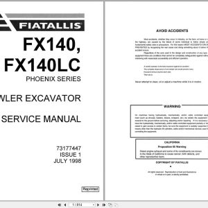Fiat Allis Crawler Excavator FX140 FX140LC Phoenix Series Service Manual 73177447 EN DE (1)