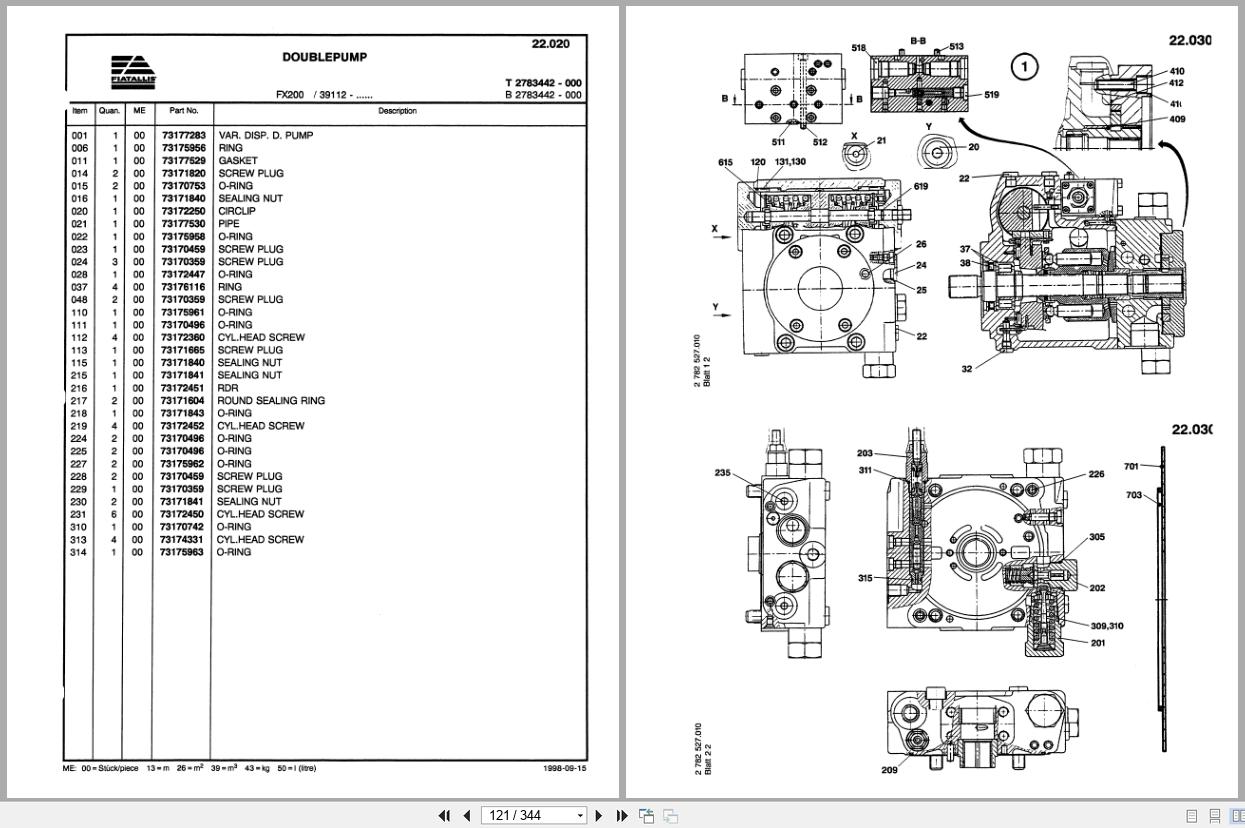 Fiat Allis Crawler Excavator FX200 FX200LC Phoenix Series Parts Catalog 73177707 (2)