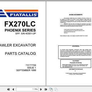 Fiat Allis Crawler Excavator FX270LC Phoenix Series Parts Catalog 73177709 (1)