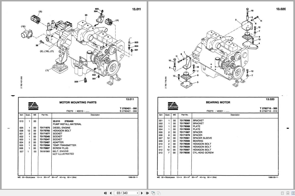 Fiat Allis Crawler Excavator FX270LC Phoenix Series Parts Catalog 73177709 (2)