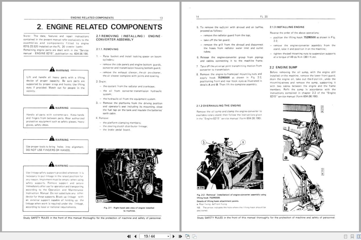 Fiat Allis Crawler Loader FL20 Engine Related Components Service Manual 60406241 (2)