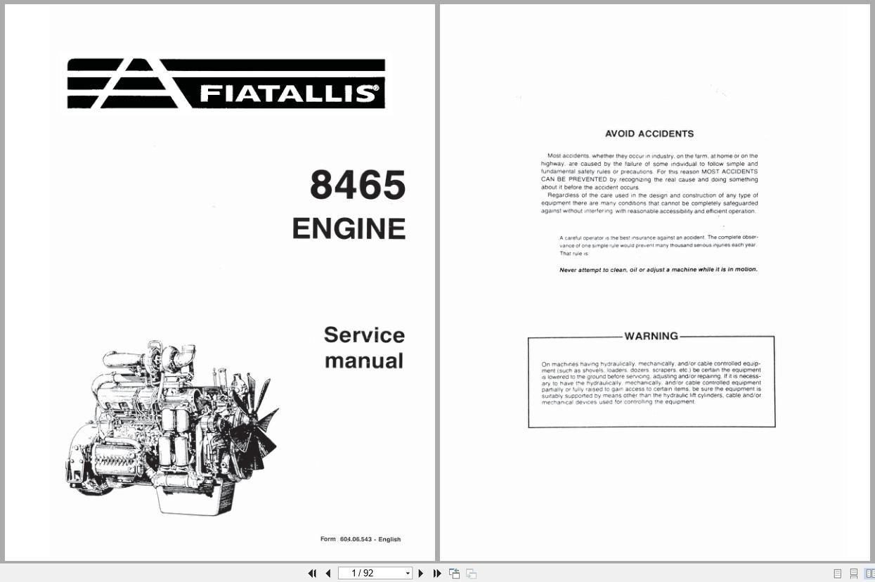 Fiat Allis Engine 8465 Service Manual 60406543 (1)