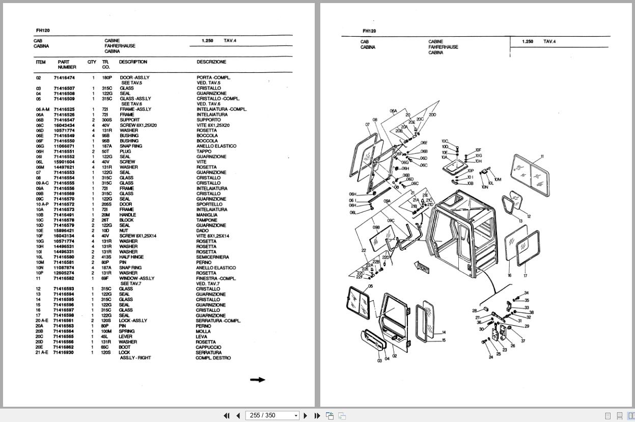 Fiat Allis Excavator FH120 Parts Catalog 73157995 (2)