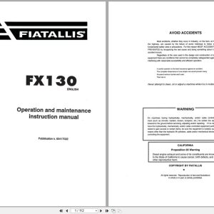 Fiat Allis Excavator FX130 Operation Maintenance Manual 60417022 (1)