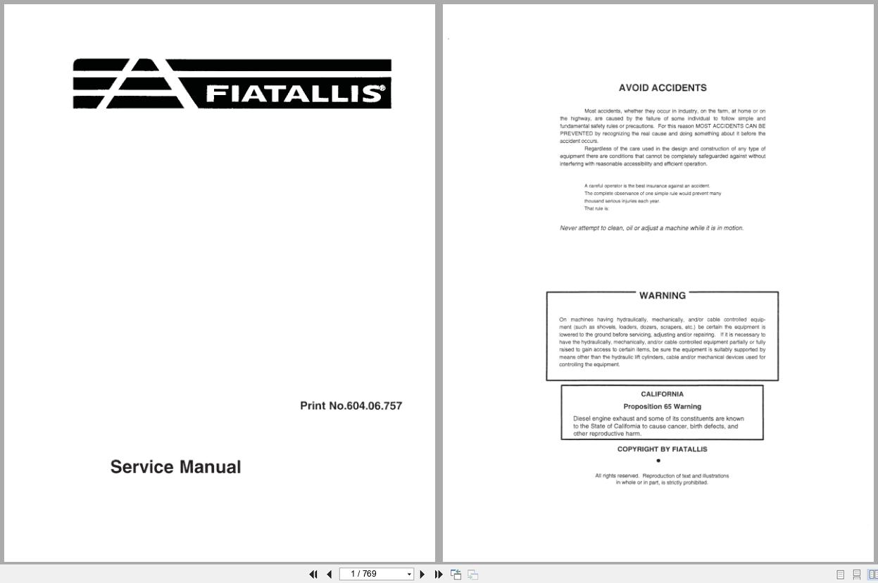 Fiat Allis Excavator FX250 Service Manual 60406757 (1)