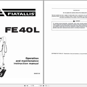 Fiat Allis Hydraulic Excavator FE40L Operation Maintenance Manual 60403139 (1)