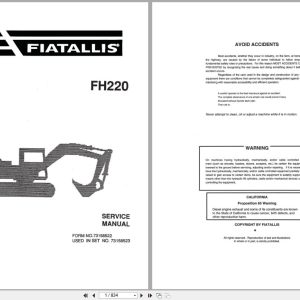 Fiat Allis Hydraulic Excavator FH220 Service Manual 73158522 (1)