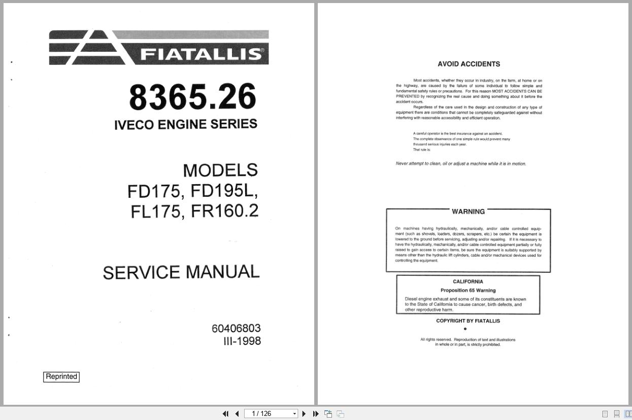 Fiat Allis Iveco Engine 8365.26 Service Manual 60406803 1998 (1)