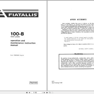 Fiat Allis Motor Grader 100B Operation Maintenance Manual 70681824 (1)
