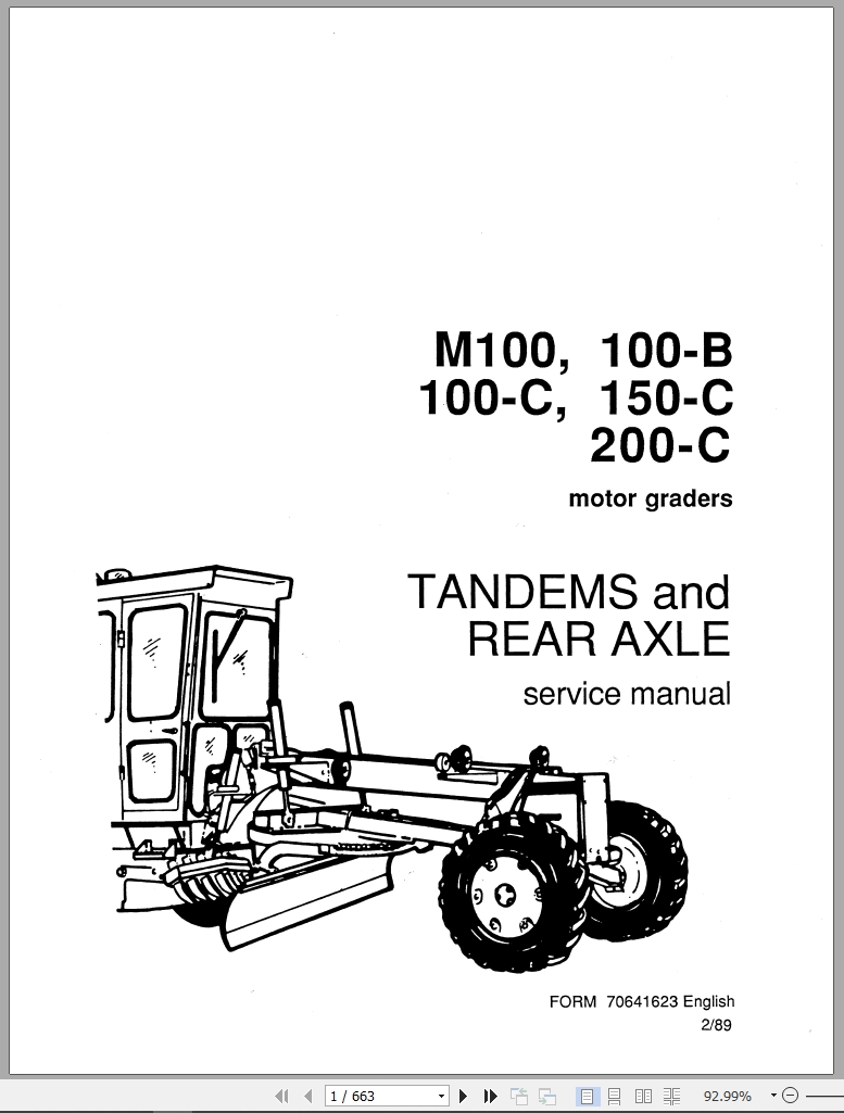 Fiat Allis Motor Grader 100B Service Manual 70682501 (1)