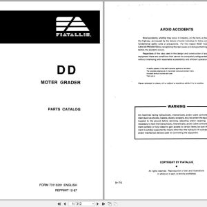 Fiat Allis Motor Grader DD Diesel Parts Catalog 73110201 (1)