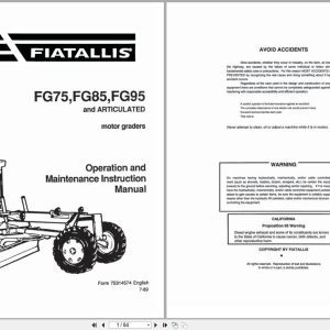 Fiat Allis Motor Grader FG75 FG85 FG95 Operation Maintenance Manual 75314574 (1)