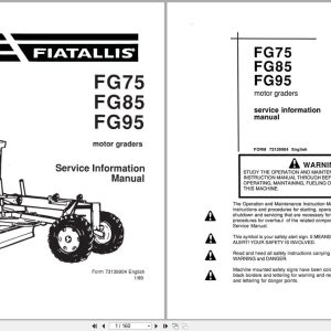 Fiat Allis Motor Grader FG75 FG85 FG95 Service Information Manual 73139904 (1)