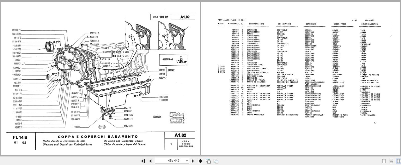 Fiat Allis Track Loader FL14B Parts Catalog 60401014 EN ES DE FR IT (2)