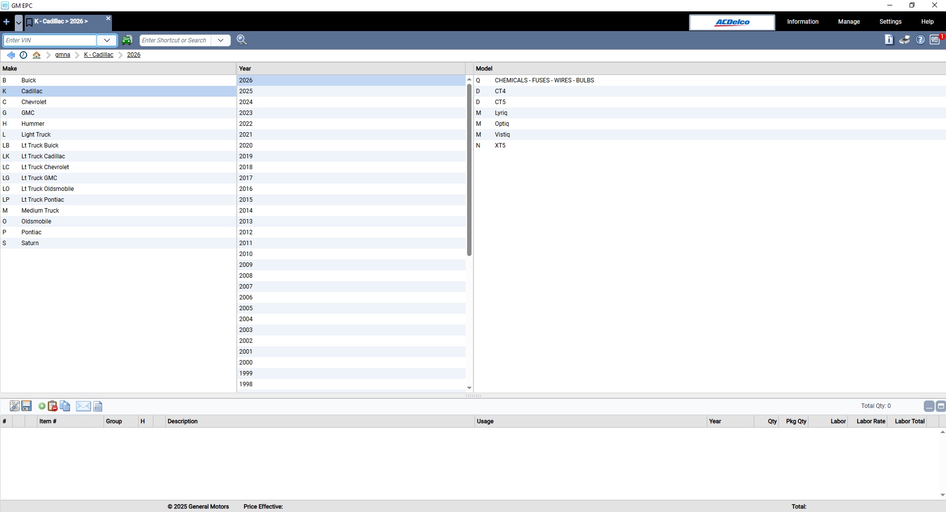 General Motor GMNA 01.2026 Spare Parts Catalog 10