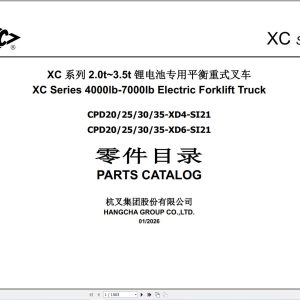 Hangcha XC Series 2.0t 3.5t CPD20 XD4 SI21 to CPD35 XD6 SI21 Parts Catalog 2026 1
