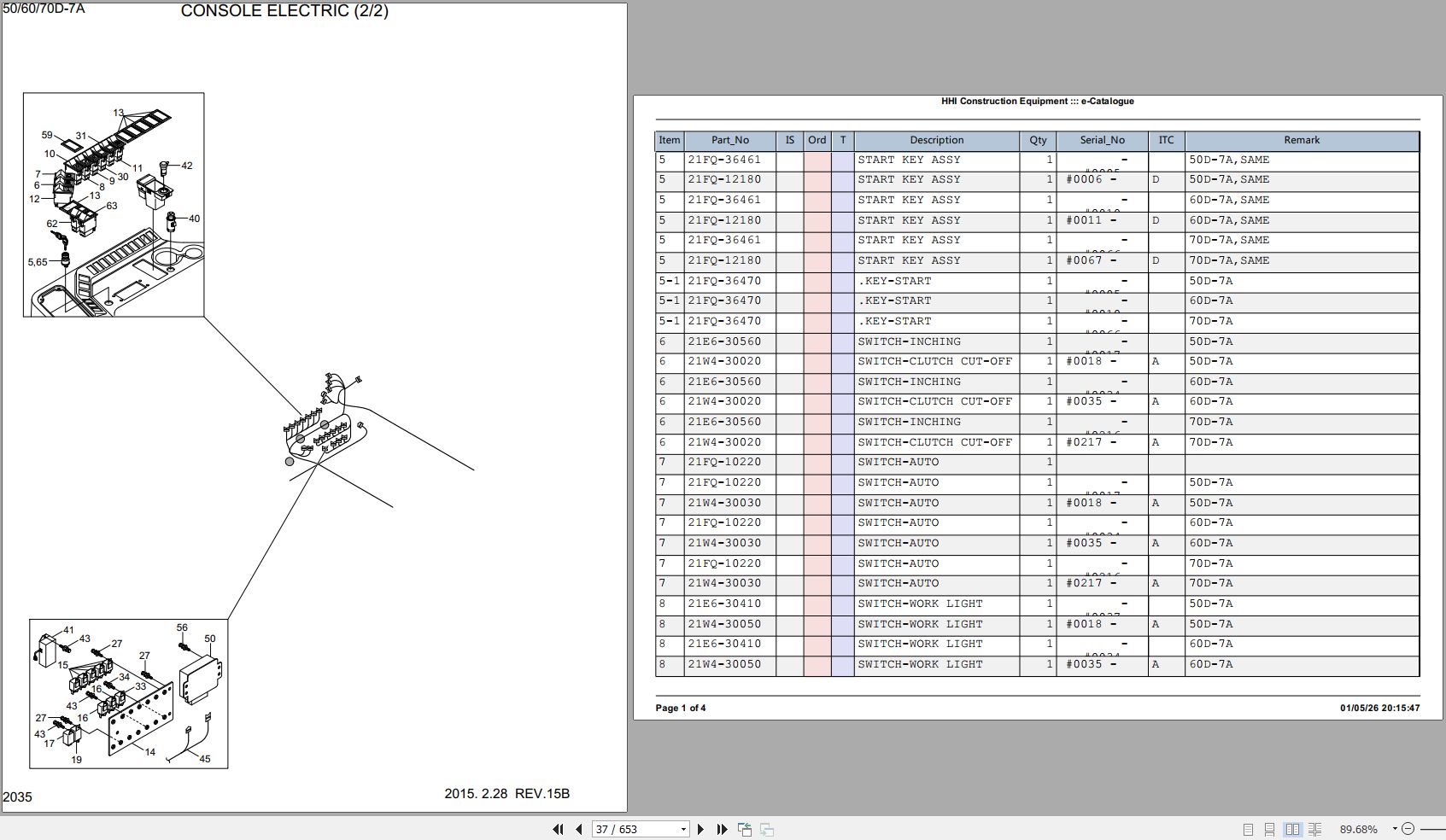 Hyundai Forklift 7 Series 50D 7A 60D 7A 70D 7A Spare Parts Catalog 2
