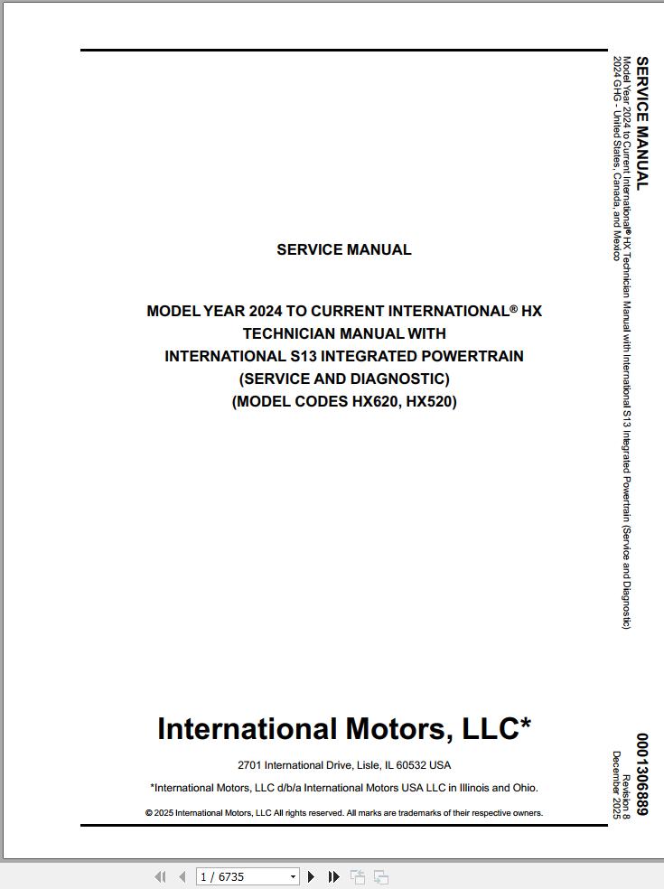 International Truck HX620 HX520 Service Manual 1