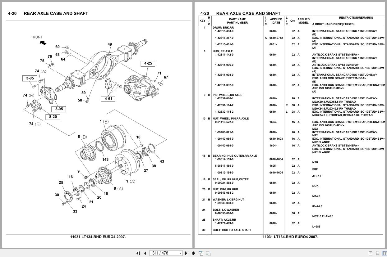Isuzu Buses LT134 RHD EURO4 2007 Parts Catalog 11031 (2)