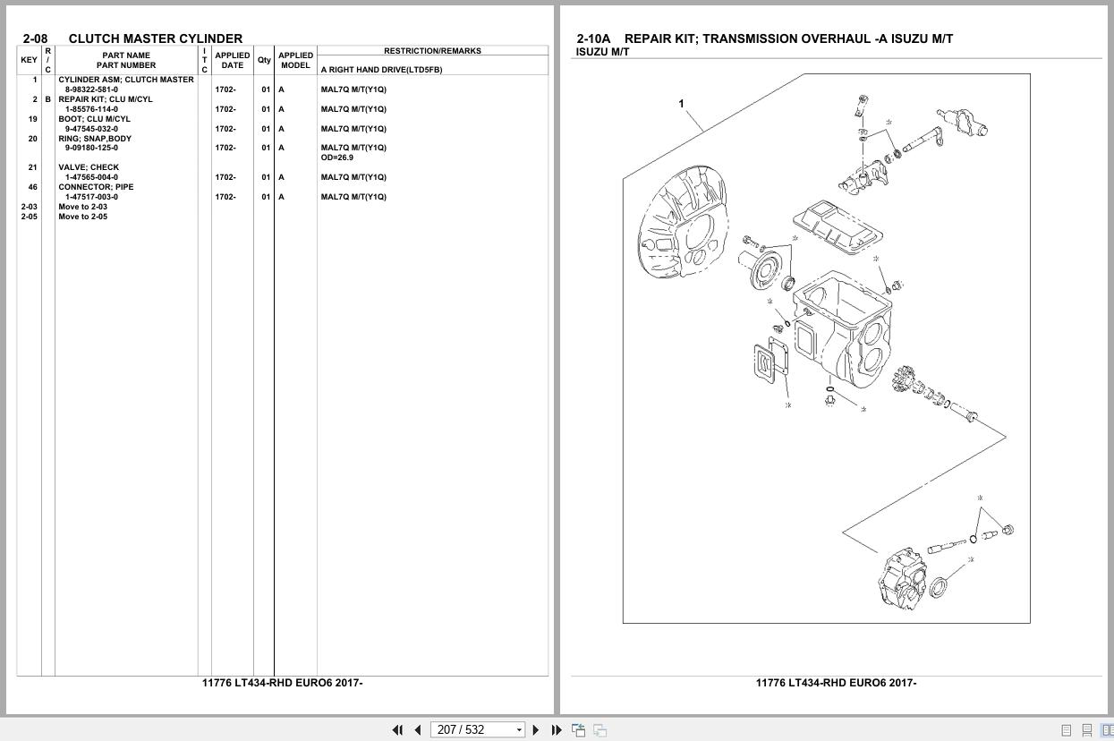Isuzu Buses LT434 RHD EURO6 2017 Parts Catalog 11776 (2)