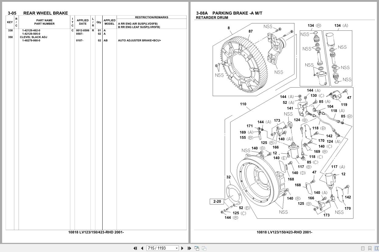 Isuzu Buses LV123 LT150 LT423 RHD 2001 Parts Catalog 10818 (2)