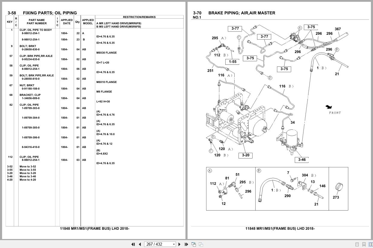 Isuzu Buses MR1 MS1 FRAME BUS LHD 2018 Parts Catalog 11848 (2)