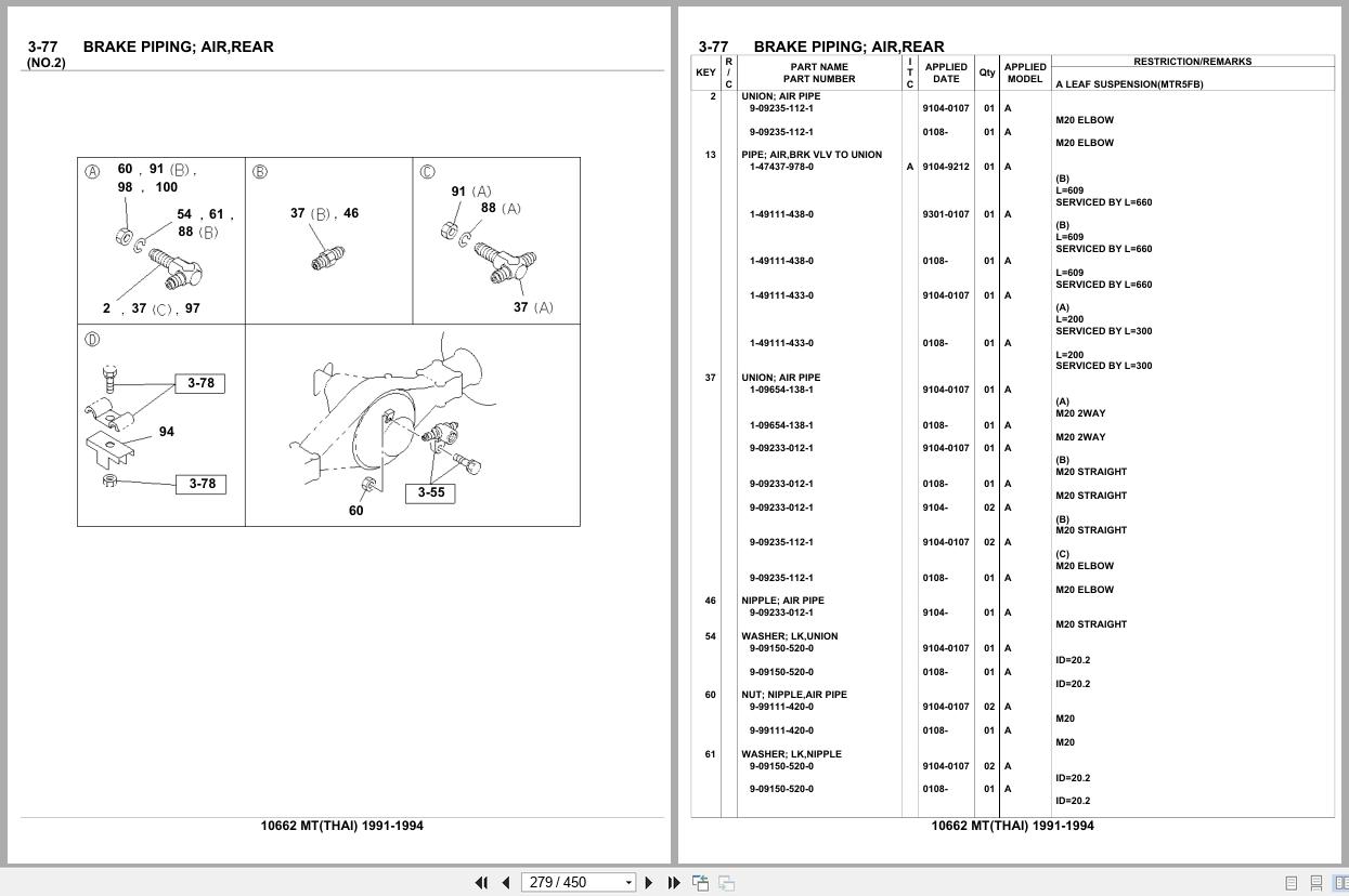 Isuzu Buses MT THAILAND 1991 1994 Parts Catalog 10662 (2)
