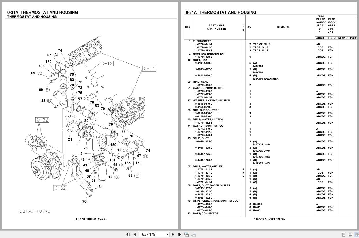 Isuzu Engine 10PB1 1979 Parts Catalog 10770 (2)