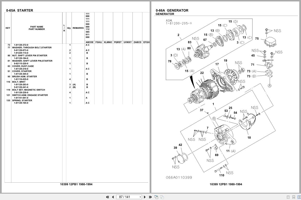 Isuzu Engine 12PB1 1980 1994 Parts Catalog 10399 (2)