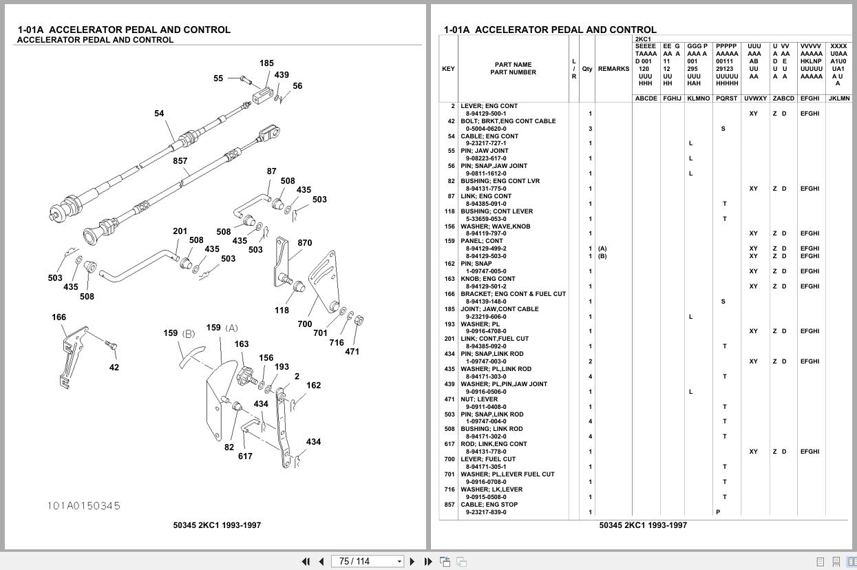 Isuzu Engine 2KC1 1993 1997 Parts Catalog 50345 (2)