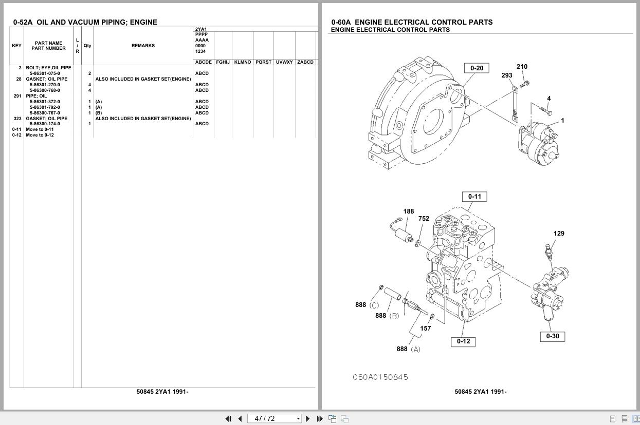 Isuzu Engine 2YA1 1991 Parts Catalog 50845 (2)