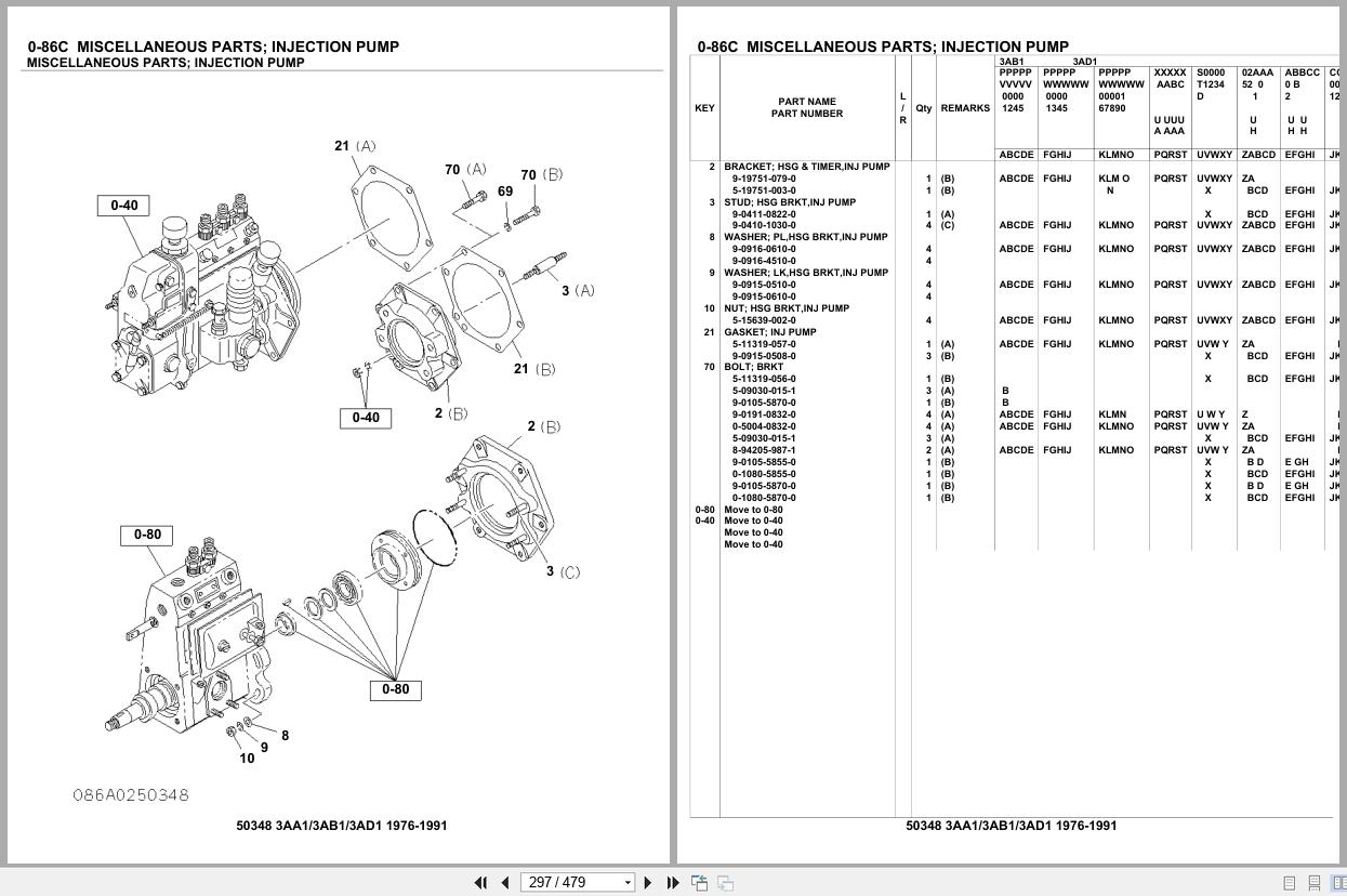 Isuzu Engine 3AA1 3AB1 3AD1 1976 1991 Parts Catalog 50348 (2)