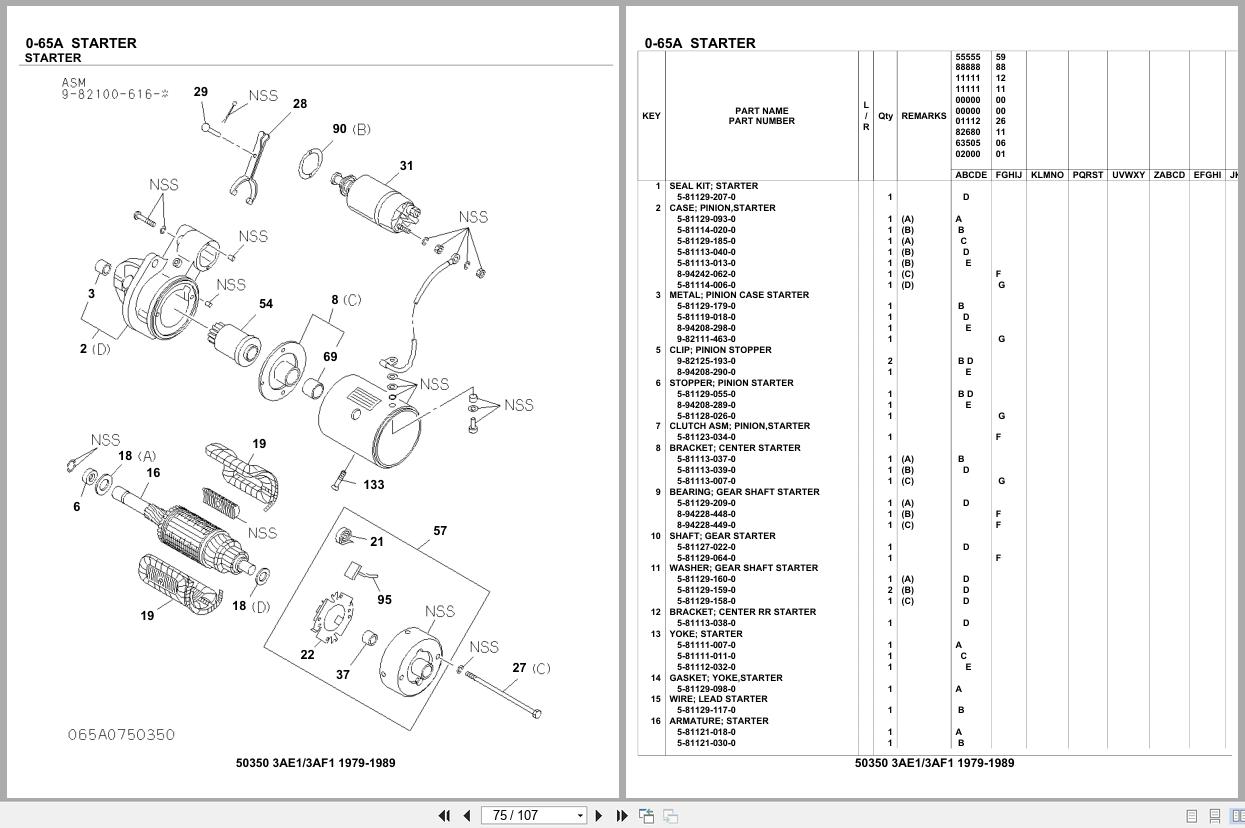 Isuzu Engine 3AE1 3AF1 1979 1989 Parts Catalog 50350 (2)