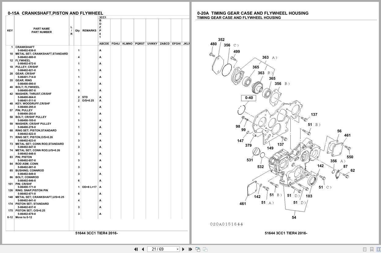 Isuzu Engine 3CC1 TIER4 2016 Parts Catalog 51644 (2)