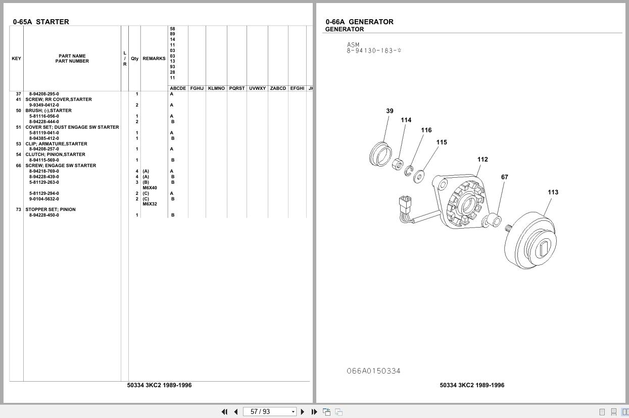 Isuzu Engine 3KC2 1989 1996 Parts Catalog 50334 (2)