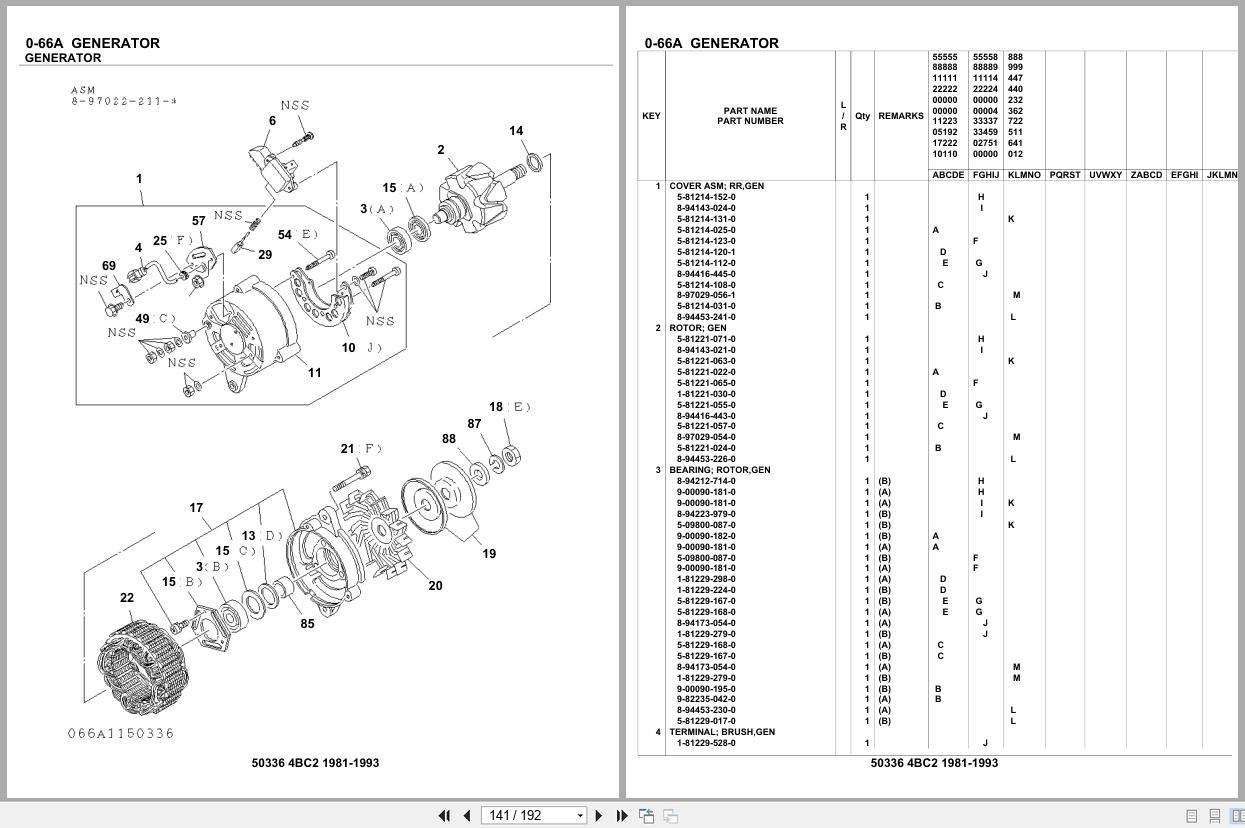 Isuzu Engine 4BC2 1981 1993 Parts Catalog 50336 (2)