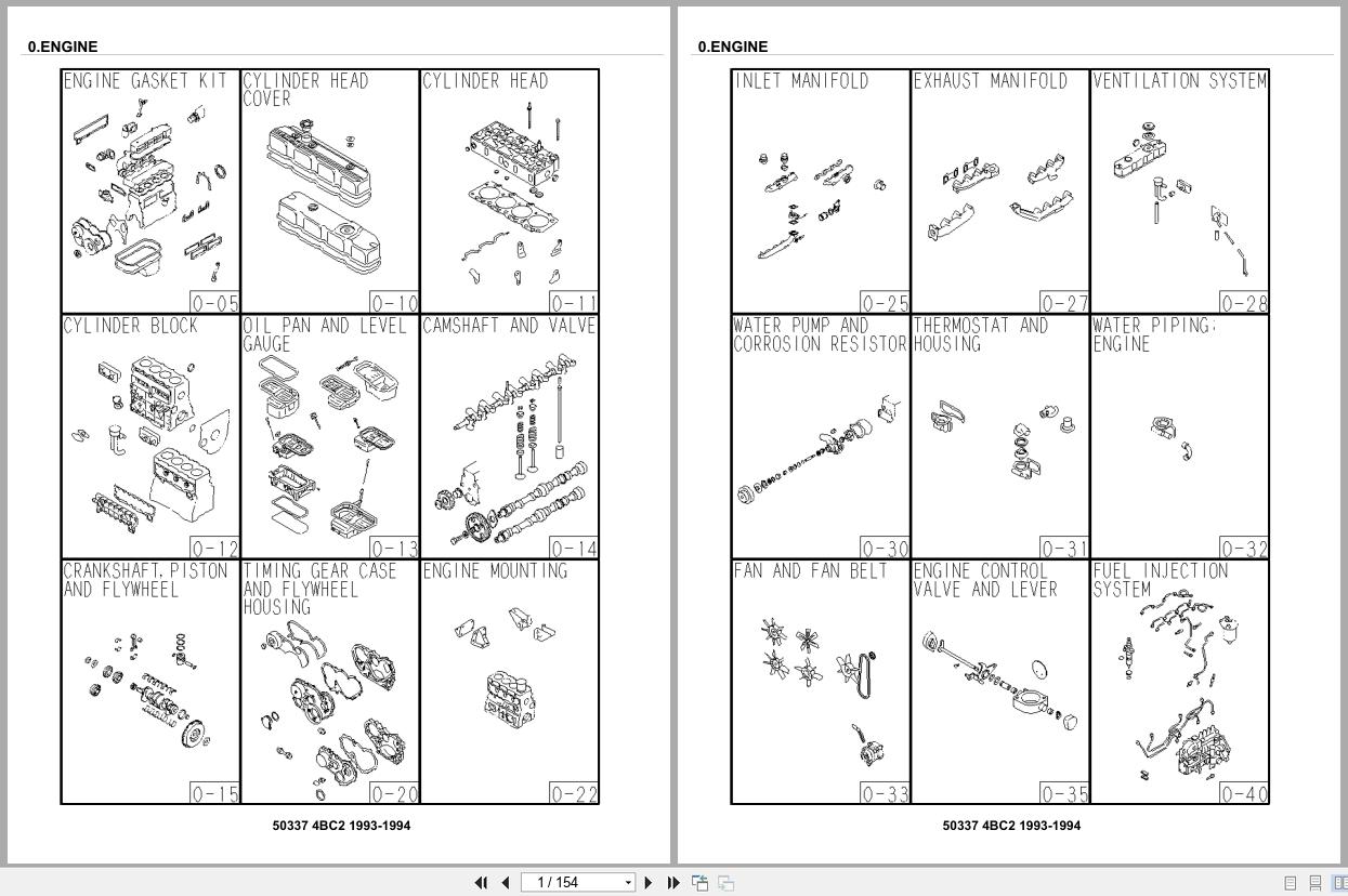 Isuzu Engine 4BC2 1993 1994 Parts Catalog 50337 (1)