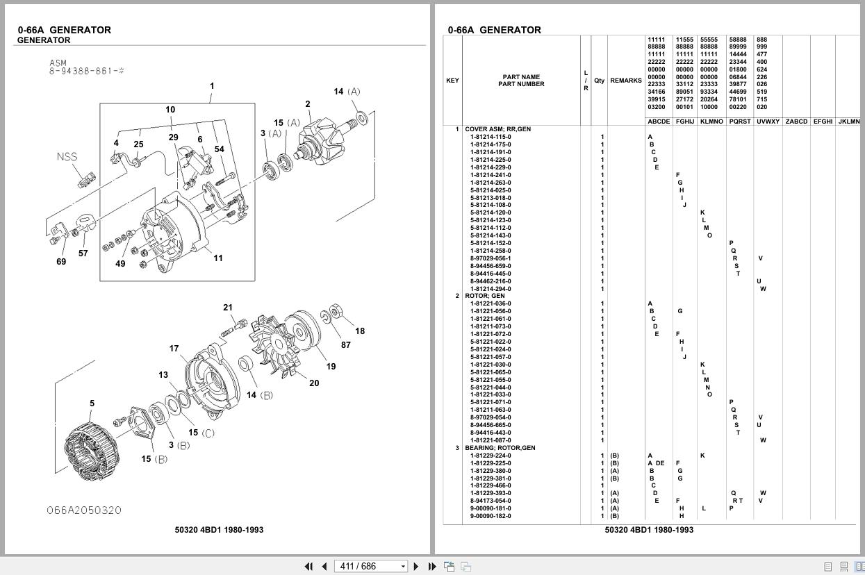 Isuzu Engine 4BD1 1980 1993 Parts Catalog 50320 (2)