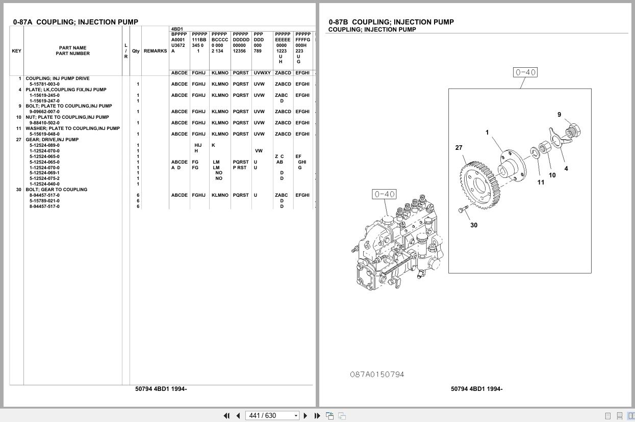 Isuzu Engine 4BD1 1994 Parts Catalog 50794 (2)