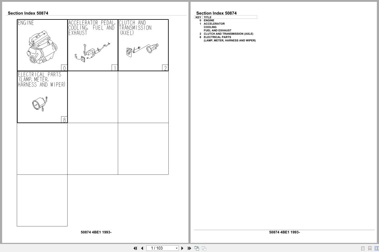 Isuzu Engine 4BE1 1993 Parts Catalog 50874 (1)