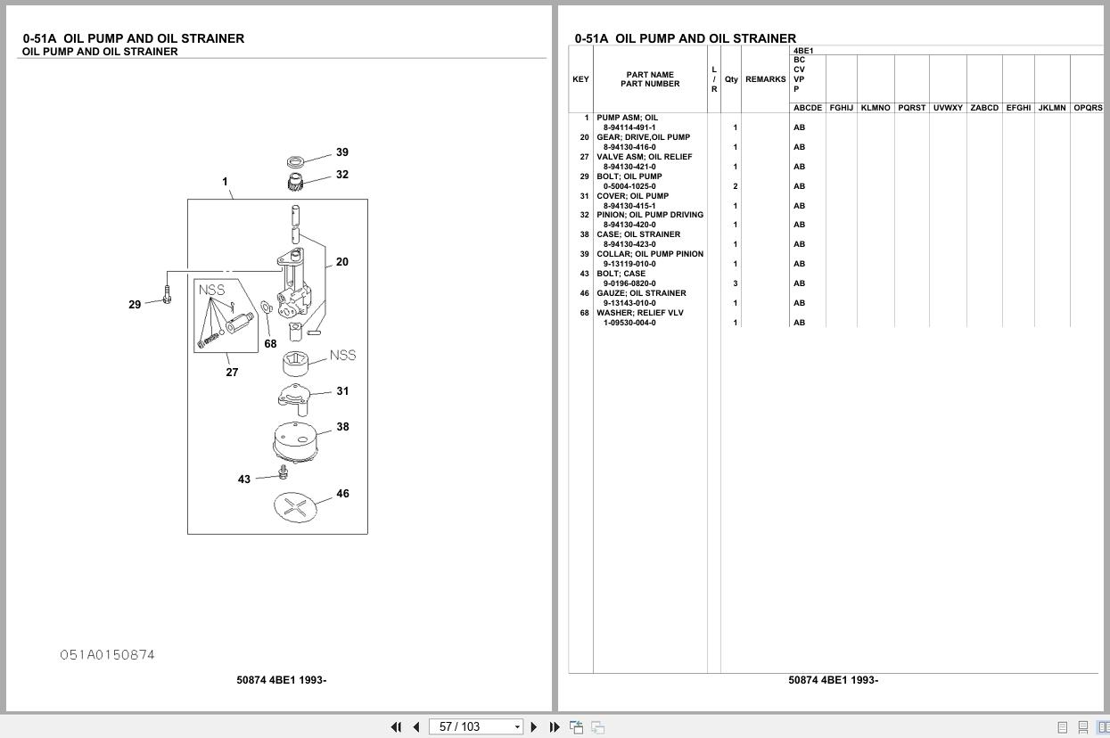 Isuzu Engine 4BE1 1993 Parts Catalog 50874 (2)