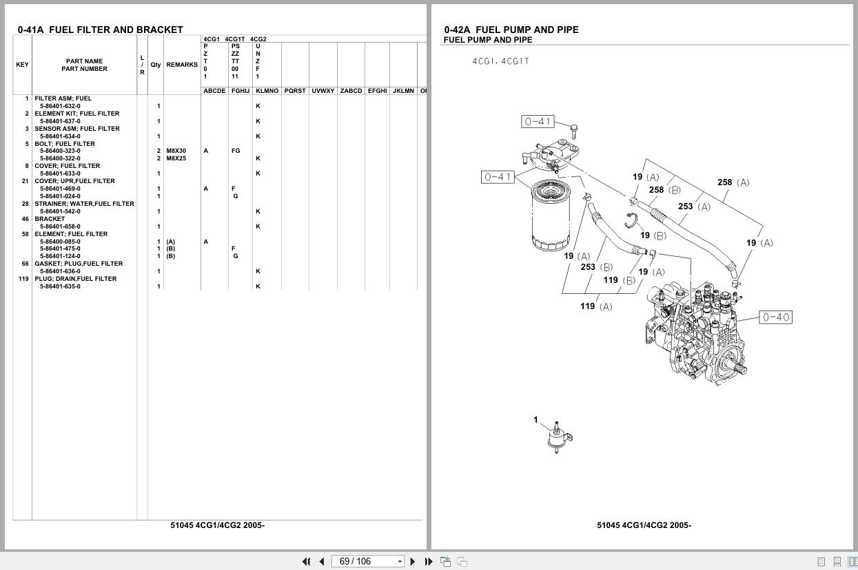 Isuzu Engine 4CG1 4CG2 2005 Parts Catalog 51045 (2)