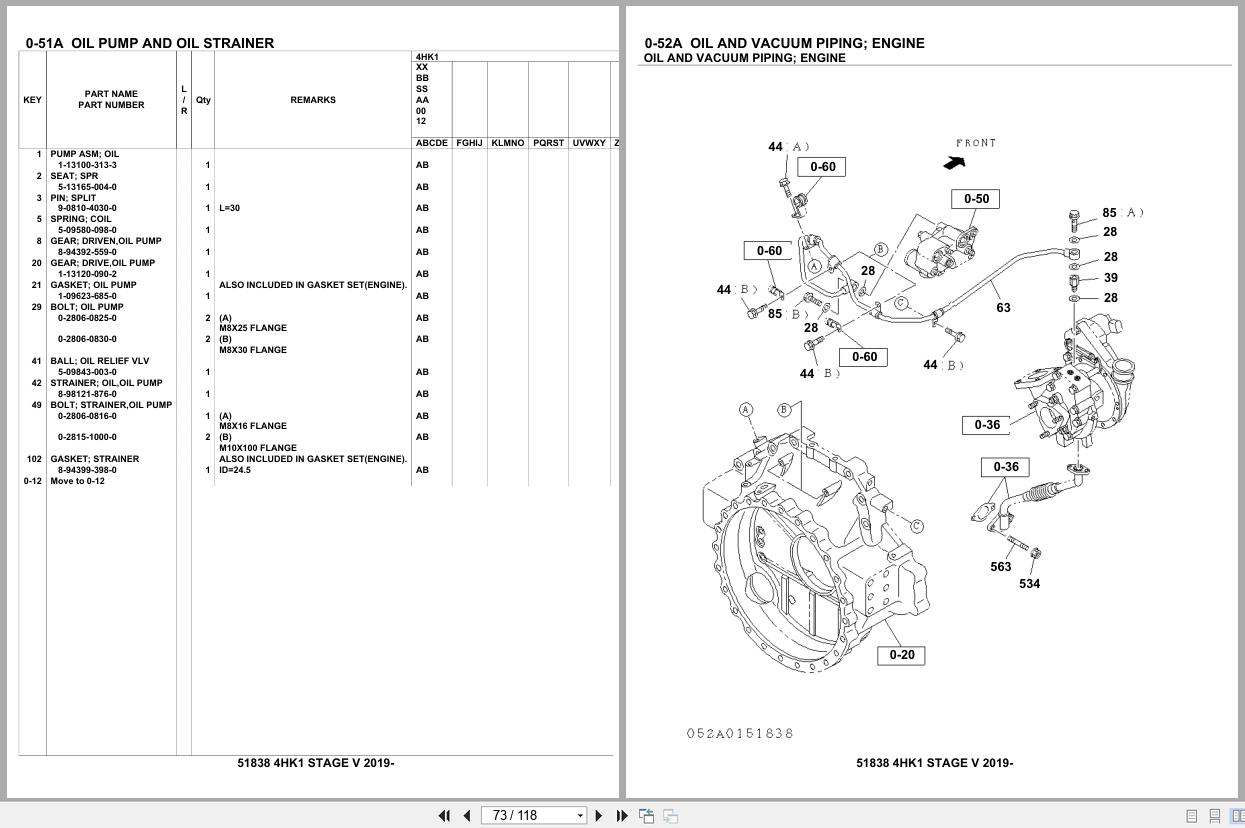 Isuzu Engine 4HK1 STAGEV 2019 Parts Catalog 51838 (2)