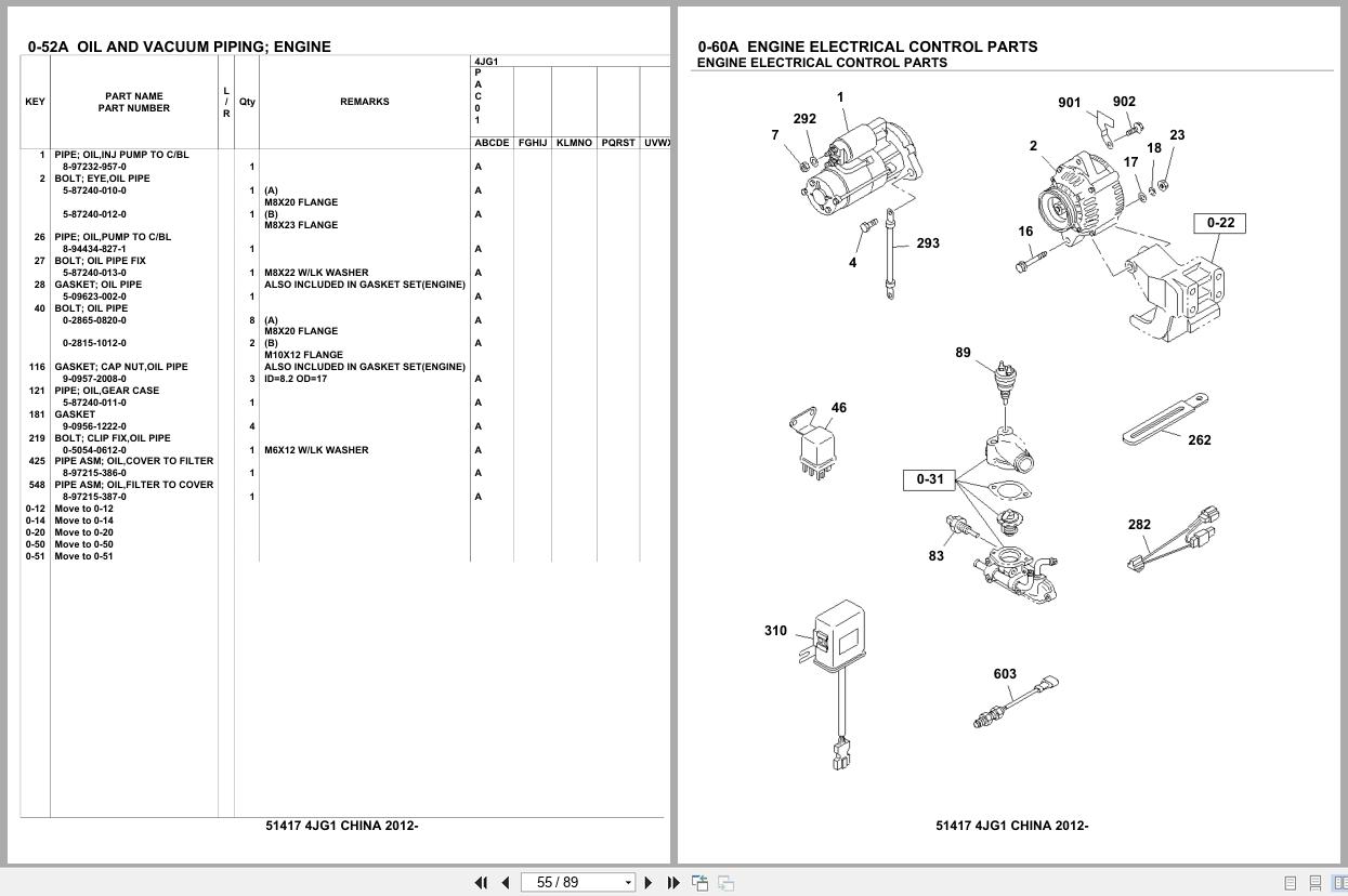Isuzu Engine 4JG1 CHINA 2012 Parts Catalog 51417 (2)
