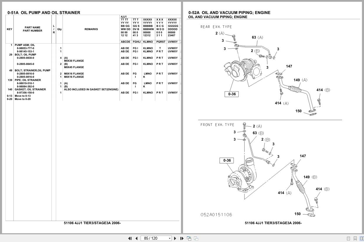 Isuzu Engine 4JJ1 TIER3 STAGE3A 2006 Parts Catalog 51106 (2)