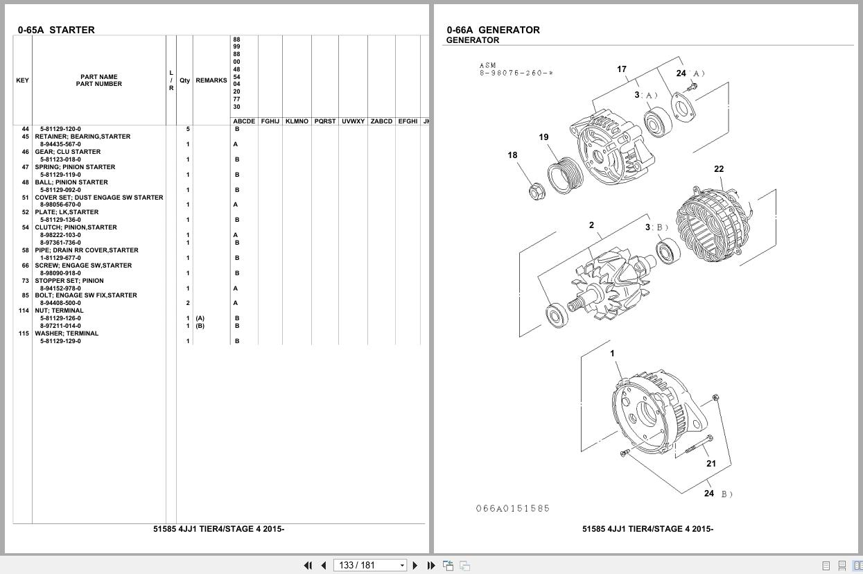 Isuzu Engine 4JJ1 TIER4 STAGE4 2015 Parts Catalog 51585 (2)