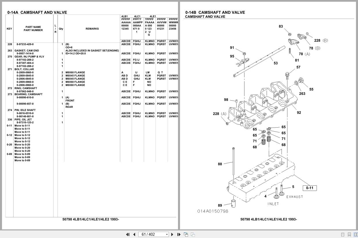 Isuzu Engine 4LB1 4LC1 4LE1 4LE2 1993 Parts Catalog 50798 (2)