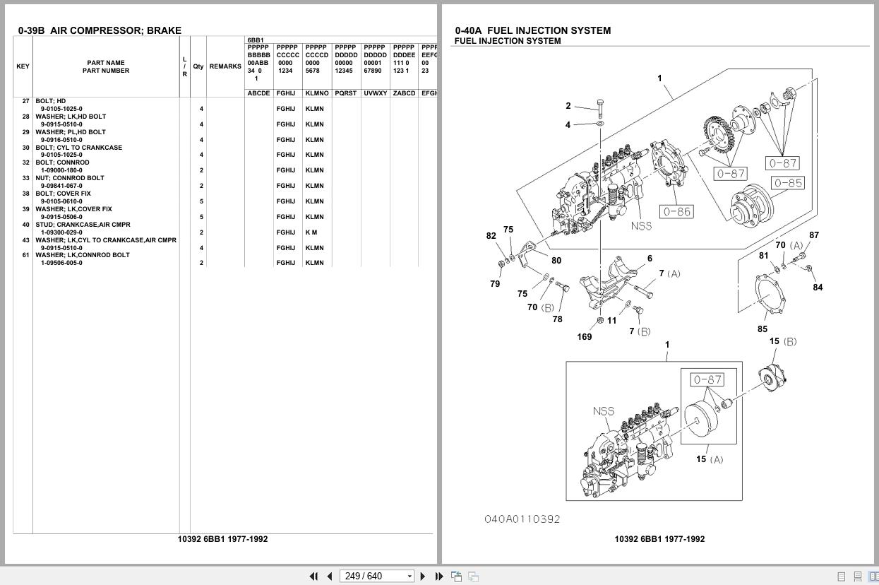Isuzu Engine 6BB1 1977 1992 Parts Catalog 10392 (2)