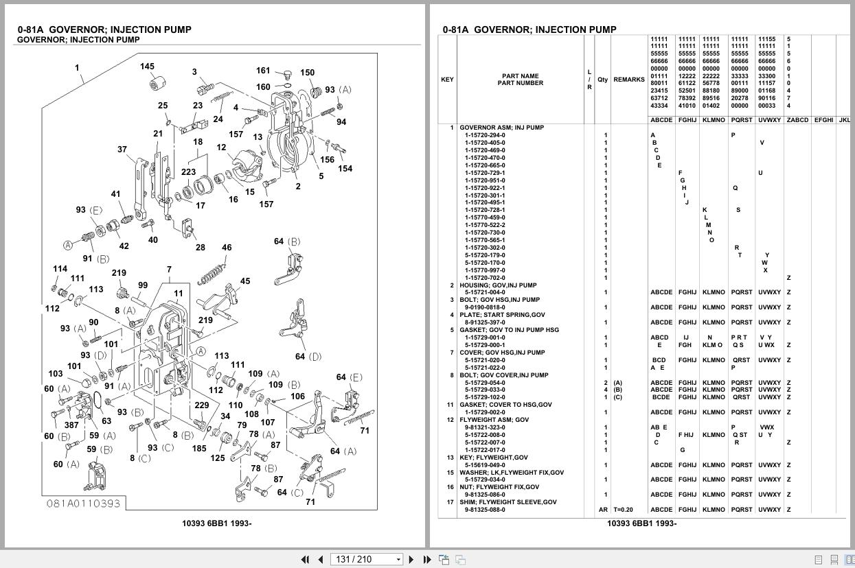 Isuzu Engine 6BB1 1993 Parts Catalog 10393 (2)